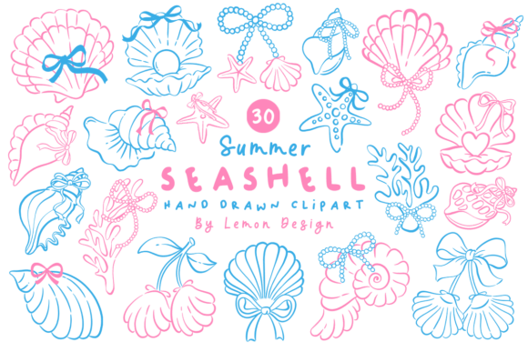 Download Summer Seashell PNG Line Art Bundle - Art Collection