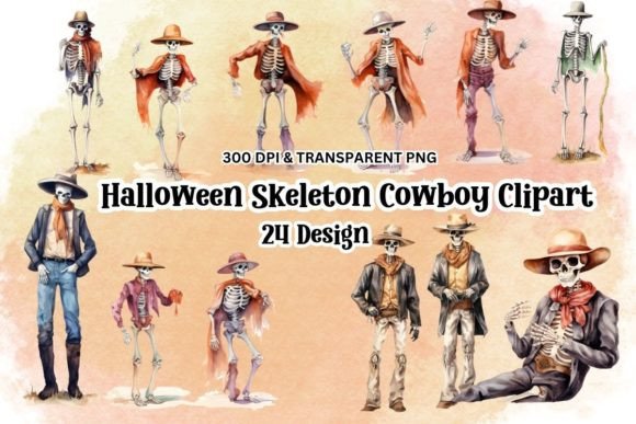 Download Halloween Skeleton Cowboy Clipart PNG - Art Collection