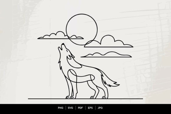 Download Howling Wolf Line Art SVG - Art Collection