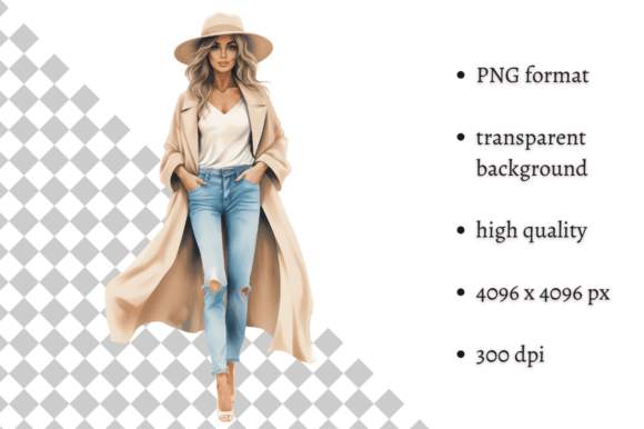 Download Fashion Girl in Beige &amp; Blue Clipart - Art Collection