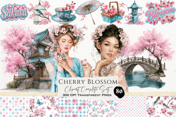 Download Cherry Blossom Watercolor Clipart Set - Art Collection