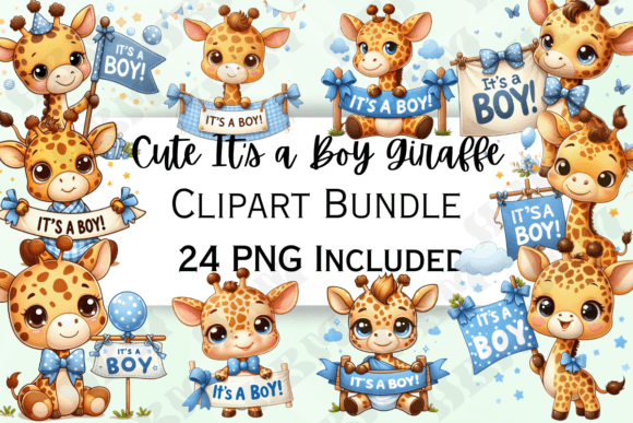 Download Cute It's a Boy Giraffe Clipart - Art Collection