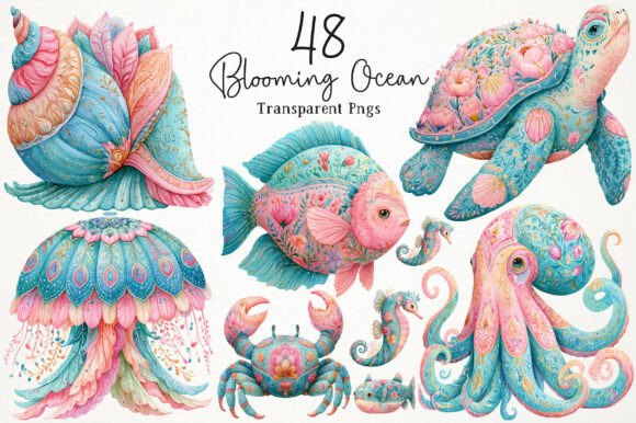 Download Watercolor Blooming Ocean PNG Clipart - Art Collection