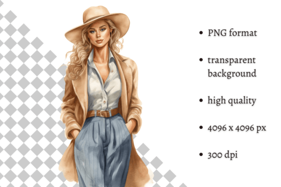 Download Fashion Girl in Beige &amp; Blue Clipart - Art Collection