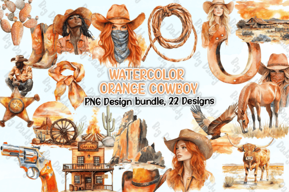 Download Watercolor Orange Cowboy Clipart PNG - Art Collection