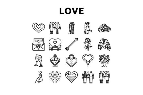 Download Love Heart Valentine Romantic Icons Set - Art Collection