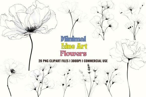 Download Minimal Line Art Flowers Clipart - Art Collection