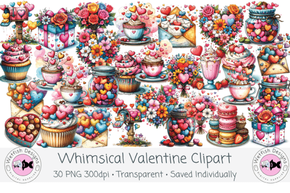 Download Whimsical Valentine Clipart Set – PNG 30 - Art Collection