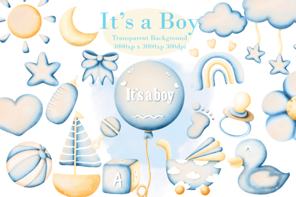 Download It's a Boy's on Balloons Clipart - Art Collection