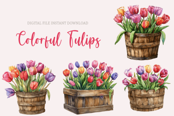 Download Watercolor Tulips Clipart Spring Flowers - Art Collection