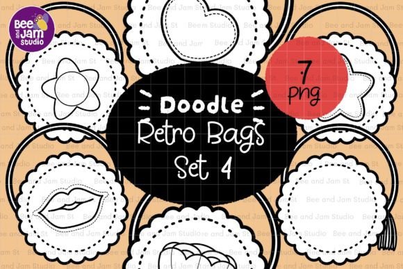 Download KDP Coloring Retro Bags Line Art PNG - Art Collection