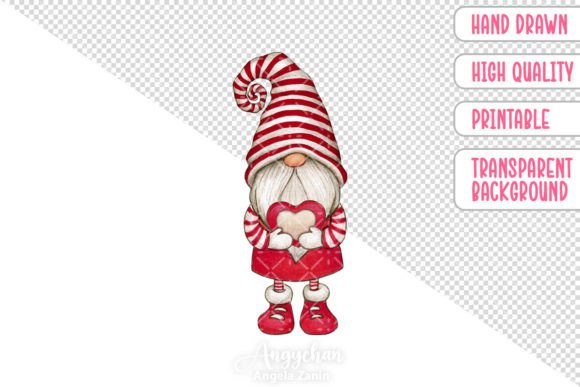 Download Hand Drawn Valentine Gnome with Heart - Art Collection