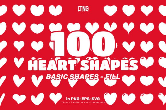 Download 100 Heart Shapes Basic Fill - Art Collection
