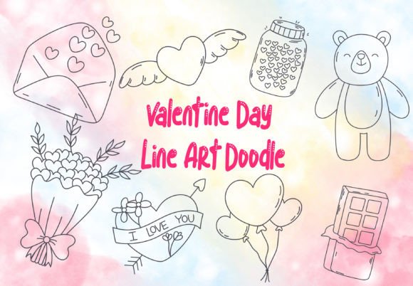 Download Valentine Line Art Doodle Vol.1 - Art Collection
