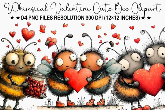 Download Whimsical Valentine Clipart Cute Bee - Art Collection