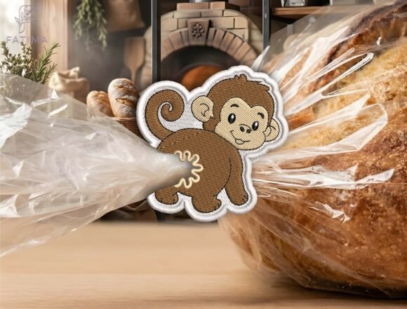 Download Cute Monkey Bag Tie Embroidery Design - Bag Collection
