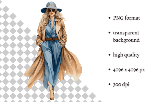 Download Fashion Girl in Beige &amp; Blue Clipart - Art Collection