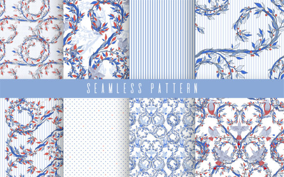 Download Nature Flower Bird Pattern Set - Pattern Collection
