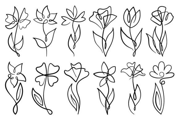 Download Line Art Flowers with Single Line - Art Collection