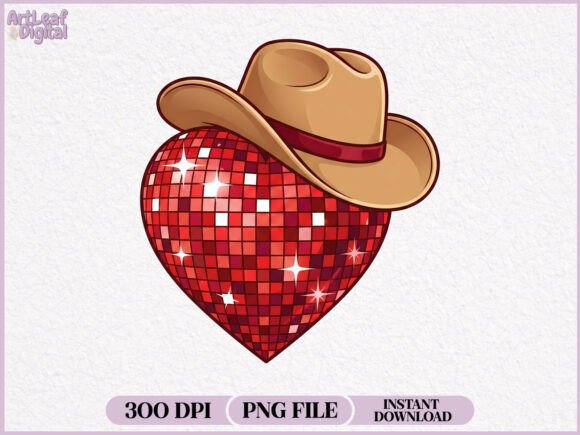 Download Valentine Cowboy Hat Disco Heart PNG - Art Collection