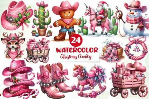 Download Pink Christmas Cowboy Clipart PNG - Art Collection