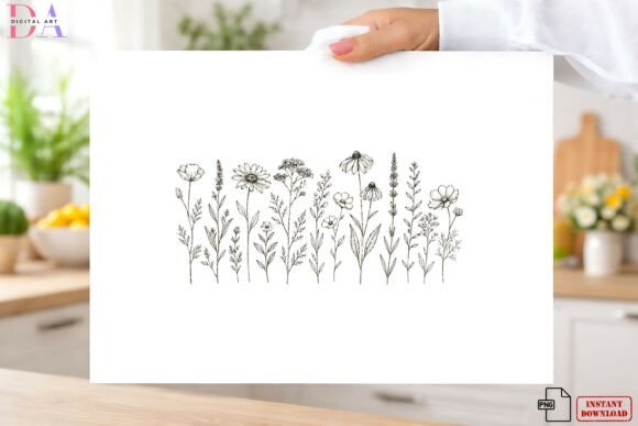 Download Minimalist Wildflower Line Art PNG - Art Collection