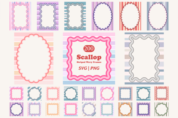 Download Scallop Wavy Frame Clipart Bundle - Art Collection