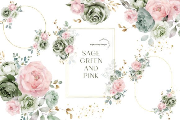 Download Sage Green &amp; Pink Flowers Clipart - Art Collection