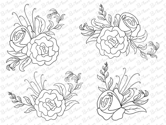 Download Line Art Flowers Arrangements - Art Collection