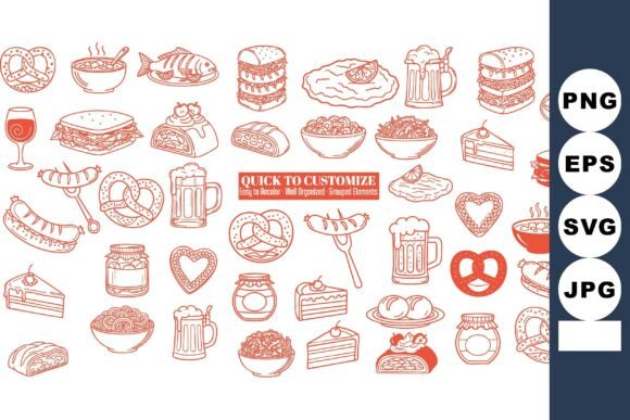 Download Red Line Art Food Icons - Art Collection