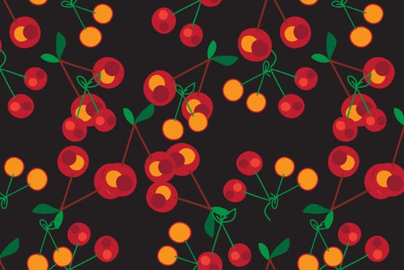 Download Cherry Seamless Pattern, Red Line Art on - Pattern Collection