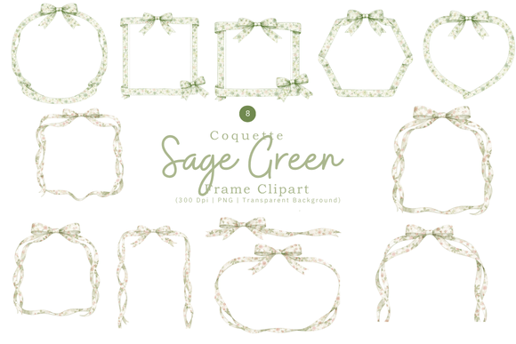Download Sage Green Coquette Frame Clipart PNG - Art Collection