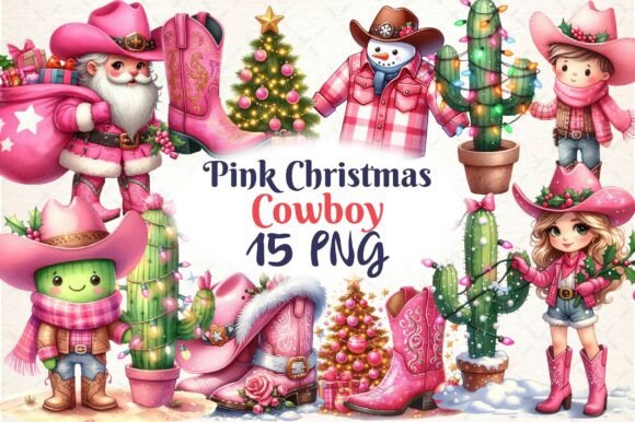 Download Pink Christmas Cowboy Clipart PNG - Art Collection
