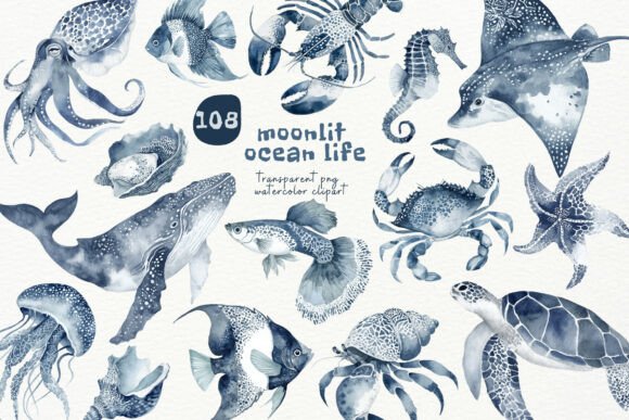 Download Watercolor Moonlit Ocean PNG Clipart - Art Collection