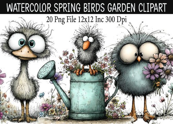 Download Watercolor Spring Birds Garden Clipart - Art Collection