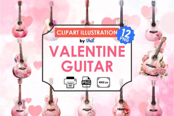 Download Valentine Guitar Clipart Bundle - Art Collection