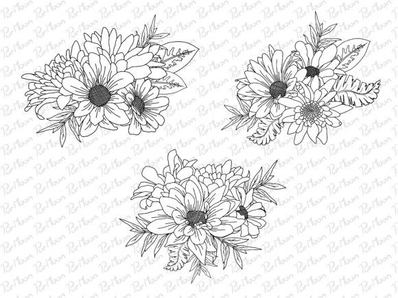 Download Flowers Line Art Arrangements - Art Collection