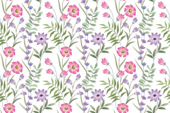 Download Watercolor Flowers Vector Pattern. - Pattern Collection