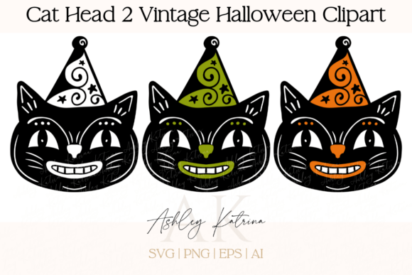 Download Cat Head 2 Vintage Halloween Clipart - Art Collection