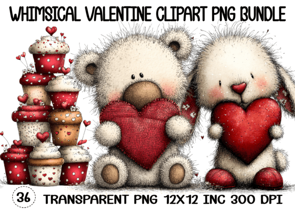 Download Whimsical Valentine Clipart PNG Bundle - Art Collection