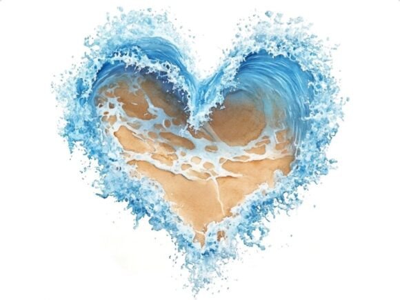 Download 10 Wave Water Beach Heart Shape Clipart - Art Collection
