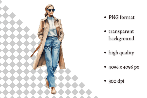 Download Fashion Girl in Beige &amp; Blue Clipart - Art Collection