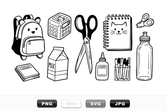 Download Cute School Supplies Clipart Set - Art Collection