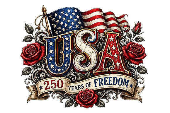 Download USA 250 Years PNG Patriotic Roses Art - Premium Resources