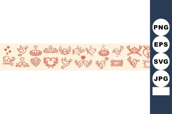 Download Red Line Art Whimsical Birds - Art Collection