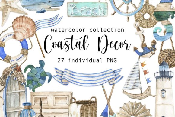 Download Watercolor Coastal Decor Clipart - Art Collection