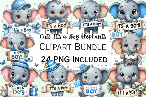 Download Cute It's a Boy Elephant Clipart - Art Collection