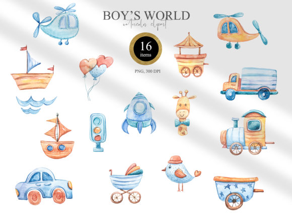 Download Watercolor It's a Boy Clipart. Nursery - Art Collection
