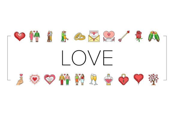 Download Love Heart Valentine Romantic Icons Set - Art Collection