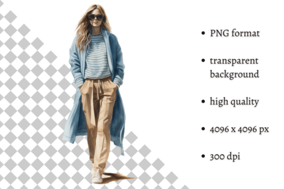Download Fashion Girl in Beige &amp; Blue Clipart - Art Collection